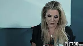 big tits milf borrows teen secretary for lesbian sex