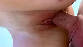 He gives a creampie in her tight pussy, the cumshot filling her up completely in homemade reality