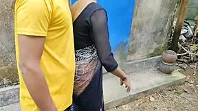 outdoor best sex while cleaning komal bhabhi sucked my cock and fucked under the stairs