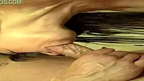 eva carrera enjoys greasing up in solo video