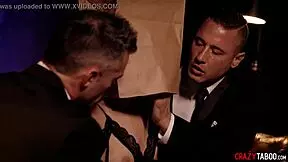 Does This Petite Teen 18+ Submit Her Young Body To Two Men In Black Suits For Group Submission?