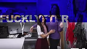 Shoplifting teen Freya and stepmom Ivy fuck their way out of trouble with big ass pounding!