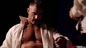 Does This Petite Teen 18+ Submit Her Young Body To Two Men In Black Suits For Group Submission?