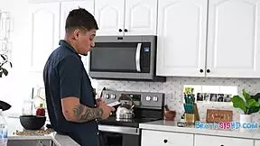 tiny stepsis acts like a boss until her fat thick cock changes everything