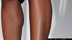 Skinny Ebony Ballerina Strips During Workout Tease