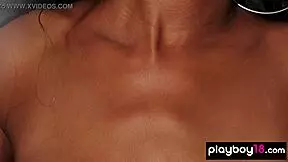 Skinny Ebony Ballerina Strips During Workout Tease