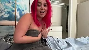 bratty step sister gives handjob with cum on big tits in household fantasy