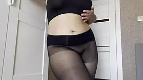 i caught my step sister with no panties under see-through pantyhose