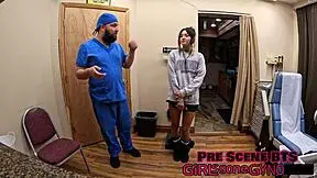 Zombae's first gyno exam with fingering and humiliation.