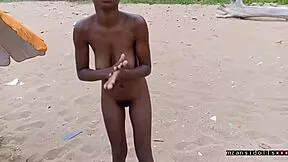 Young black couple enjoys tight pussy sex on beach vacation