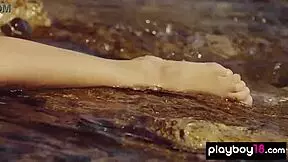 why does shy katrine pirs slip out of her bikini outdoors, getting naked?