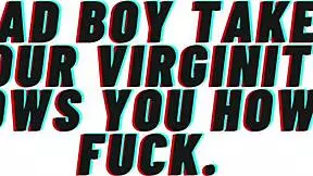 hey bad boy, you gonna take my virginity and show me how to fuck in this audio roleplay?
