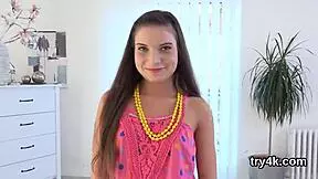 innocent teen performs oral in pov and gets her pussy played with