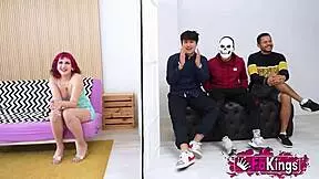 Young Mei teaches three rookie dudes a doggystyle lesson