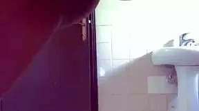 Watch This Petite Ebony Amateur Cream Her Pussy in the Wet Bathtub!