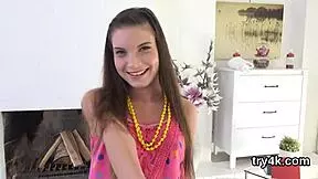 innocent teen performs oral in pov and gets her pussy played with