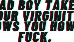 hey bad boy, you gonna take my virginity and show me how to fuck in this audio roleplay?