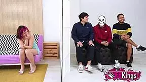 Young Mei teaches three rookie dudes a doggystyle lesson