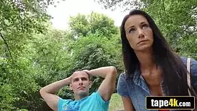 hot brunette girlfriend turns slut for cash while boyfriend watches pov blowjob