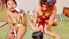 Petite brunette teen gets face fucked and bent over in adventure.