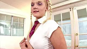mindy belle pigtails blonde teen blowjob huge cock pov cum swallow