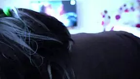 college girl at home watching movies