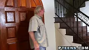 Two Teens And Grandpa In Hardcore Threesome