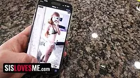 sexy stepsis sends nude videos from bathroom, showing tits to stepbro