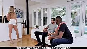 I get bent over by two big black cocks for hardcore interracial threesome pounding.