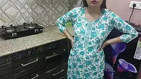 indian stepmom fucks stepson in kitchen with seduction and bent over action