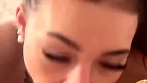 Petite Brunette Teen Rims Deepthroat And Gets Messy Cum On Face!