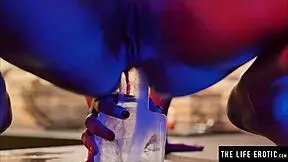 Cute blonde enjoys a relaxing session