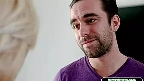 Stepmom fucks stepson to shut him up with big tits