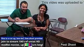 freshman yesenia sparkles arrives at doctor tampa's hospital for her mandatory hitachi orgasm session. she spreads wide on the exam table