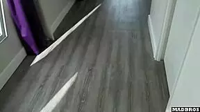 this busty romanian coworker was on the phone with her husband when we started the rough 3some with double penetration and interracial fucking, almost getting caught in the toilet