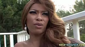 Ebony Stepteen Licks Small Tits In Lesbian Scene