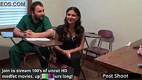 freshman yesenia sparkles arrives at doctor tampa's hospital for her mandatory hitachi orgasm session. she spreads wide on the exam table