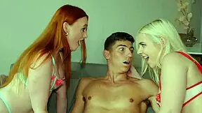 wild threesome lucky boy vs ellie shou vs pixiebell, featuring big tits lingerie blowbang with muscular big black cocks