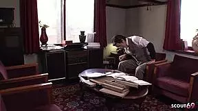 Petite Japanese teen secretary seduces old guy to suck his fat cock in POV.