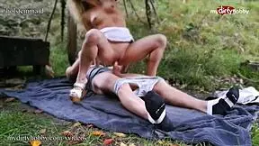 young blonde amateur fucks older man outdoors