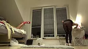 Petite college girls try on lingerie at house party