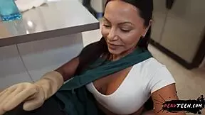 Sneaky Sex With Hot Latina Maid Involves Big Tits Doggystyle And Getting Caught By Coworker