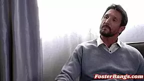 Hot foster step daughter for a fuck with her daddy - fosterbangs, sucking blowjob in taboo group threesome.