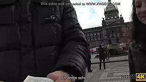 Jocelyne Z says, 'I'll let you fuck my shaved pussy for money.' The busty brunette agrees in Hunt4k