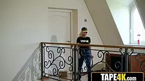 Petite courier milf fucks young dude after delivery