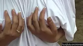 Busty teen rita masturbate outdoors