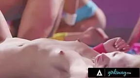 Petite Blonde Discovers Her RETRO TRAINING CLASS Always Ends With An Amazing ORGY