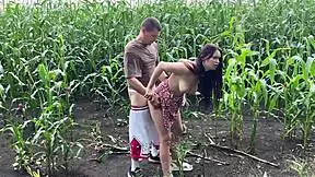 I Fucked My Horny Stepsister In The Cornfield During The Rain And Came On Her Ass.