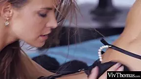 stunning lesbians in sexy lingerie take turns making each other reach orgasm with gentle touches