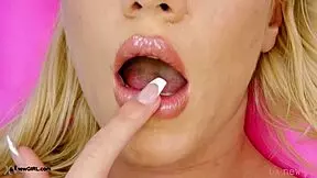 blonde beauty with youthful spirit shows her body